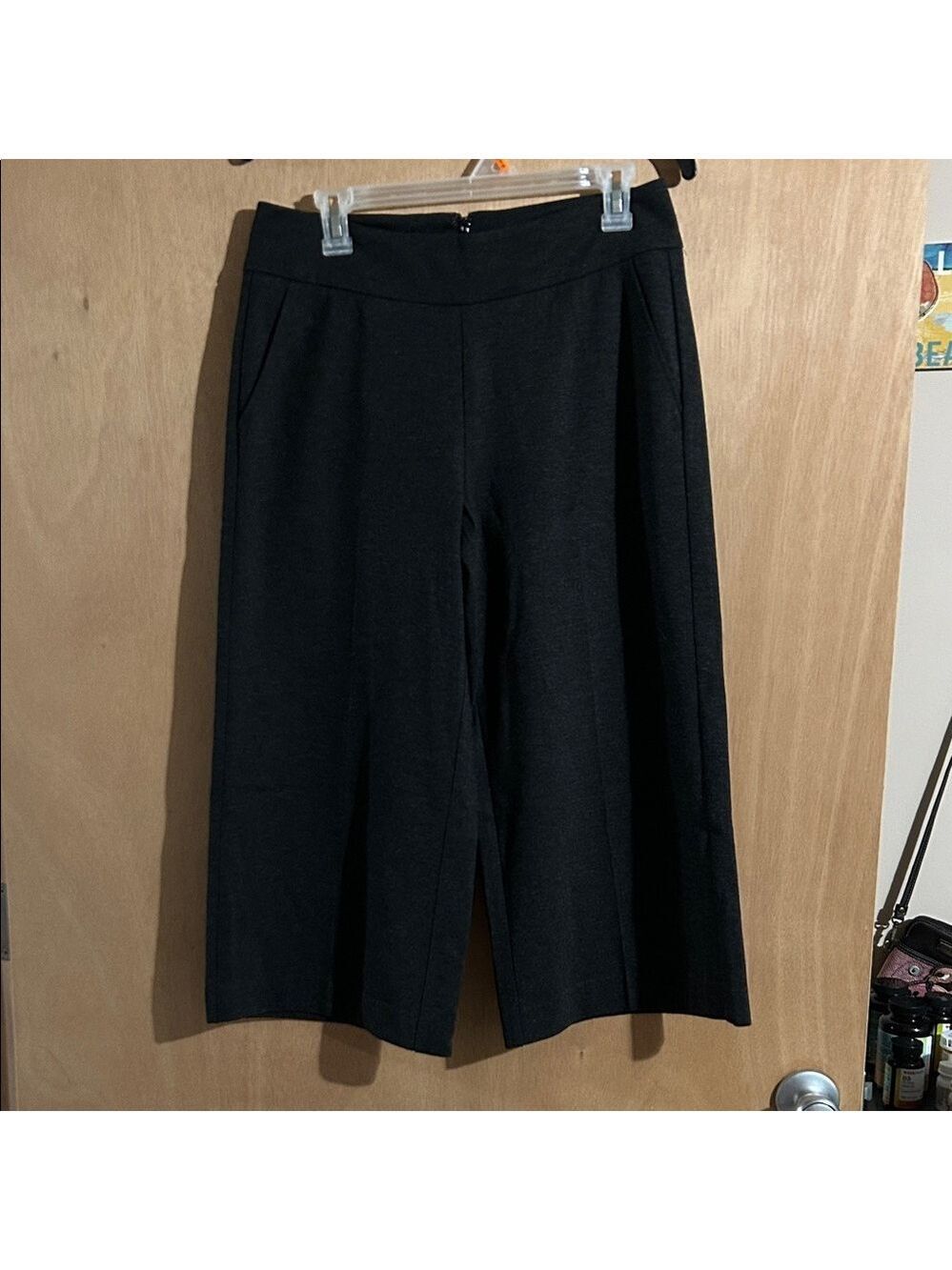 CAbi Charcoal Cropped Wide Leg Trousers